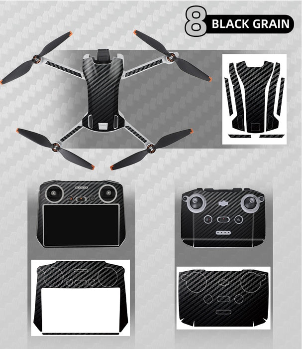 Stickerset - Black Grain - voor DJI Mini 3 - DJI RC-N1