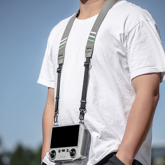 Lanyard - Grijs met Groene Strepen - Universeel voor Controllers met Bevestigingspunten