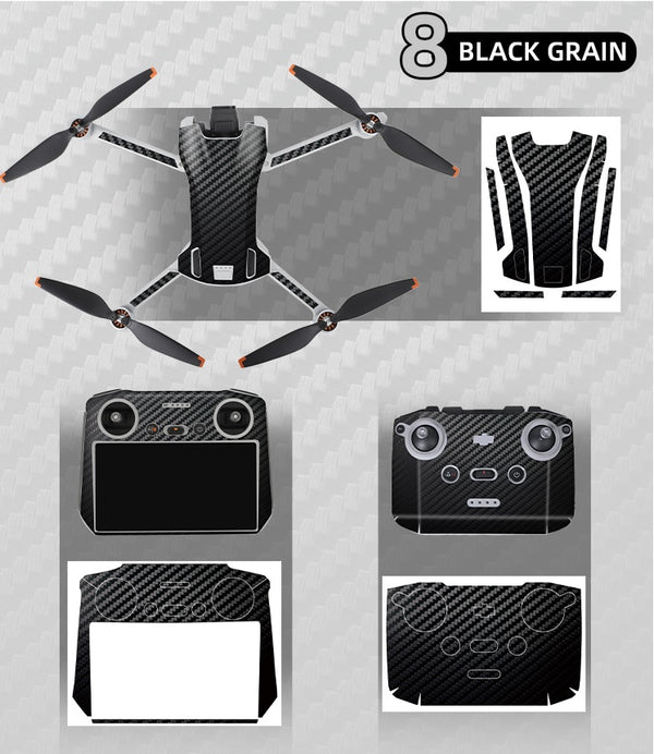 Stickerset - Black Grain - voor DJI Mini 3 - DJI RC-N1