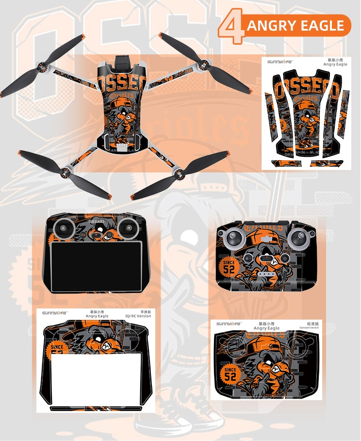 Stickerset - Angry Eagle - voor DJI Mini 3 - DJI RC