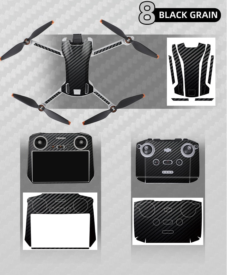 Stickerset - Black Grain - voor DJI Mini 3 - DJI RC