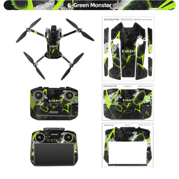 Stickers - Green Monster - voor DJI Mini 4 Pro - RC 2