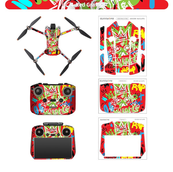 Stickers - Red Graffiti - voor DJI Mini 4 Pro - RC 2